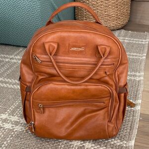 Elegant Brown Baby Backpack - Faux Leather